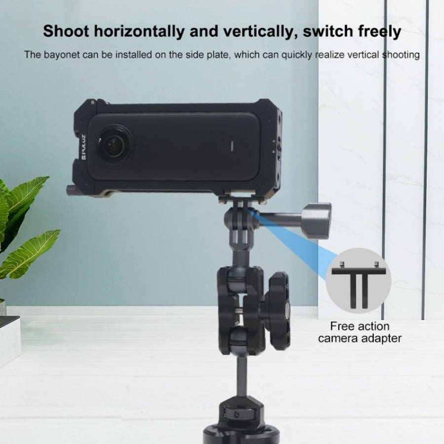 For Insta360 X3 PULUZ Metal Protective Cage Rig Housing Frame with Expand Cold Shoe Base & Tripod...
