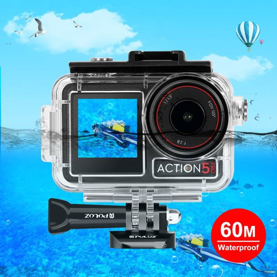 For DJI Osmo Action 5 Pro / 3 / 4 PULUZ 60m Underwater Waterproof Housing Diving Case with Cold S...