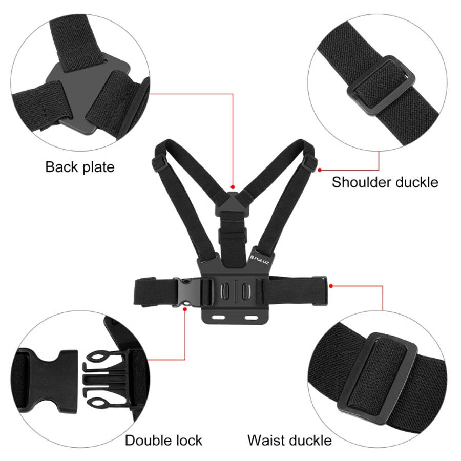 PULUZ  5 in 1 Adjustable Body Mount Belt Chest Strap with Phone Clamp & J Hook Mount & Long Screw...