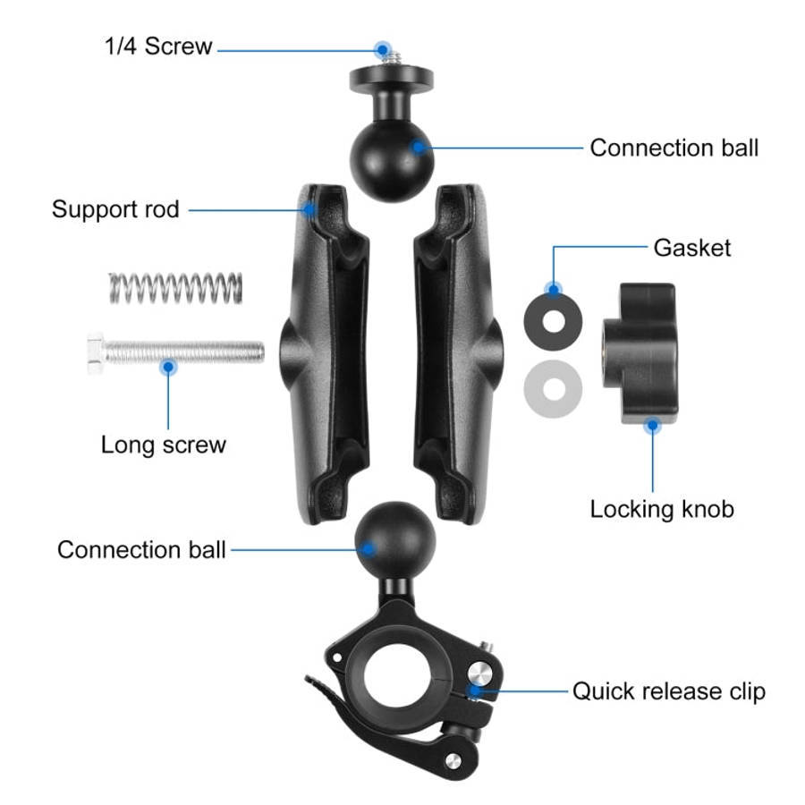 PULUZ Motorcycle O-Clip Quick Release Clamp Handlebar Fixed Mount Holder for DJI, Insta360, GoPro...