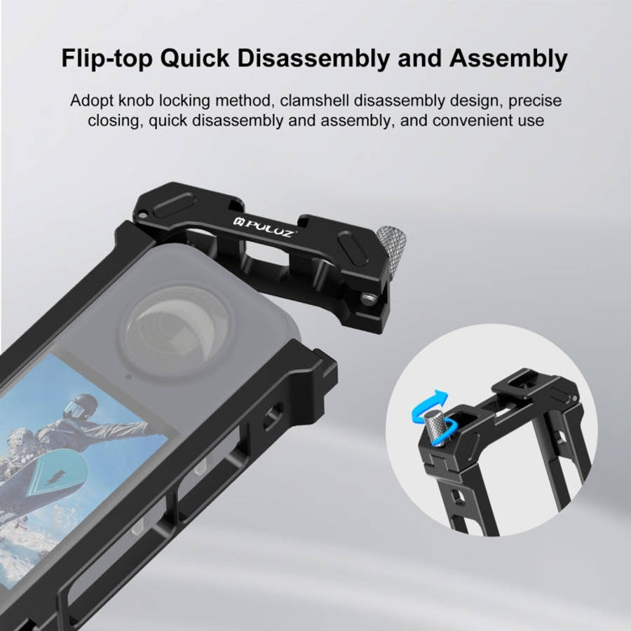 For Insta360 X4 PULUZ Metal Protective Cage Rig Housing Frame with Expand Cold Shoe Base & Tripod...