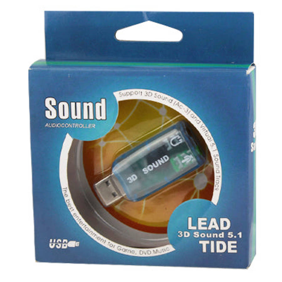 USB DSP 5.1 External Sound Card Adapter Mono Channel, Plastic 5.1 Channel Blue