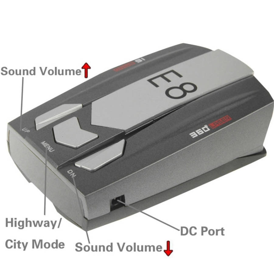 E8 360 Degrees Full-Band Scanning Car Speed Testing System Radar Laser Detector, E8