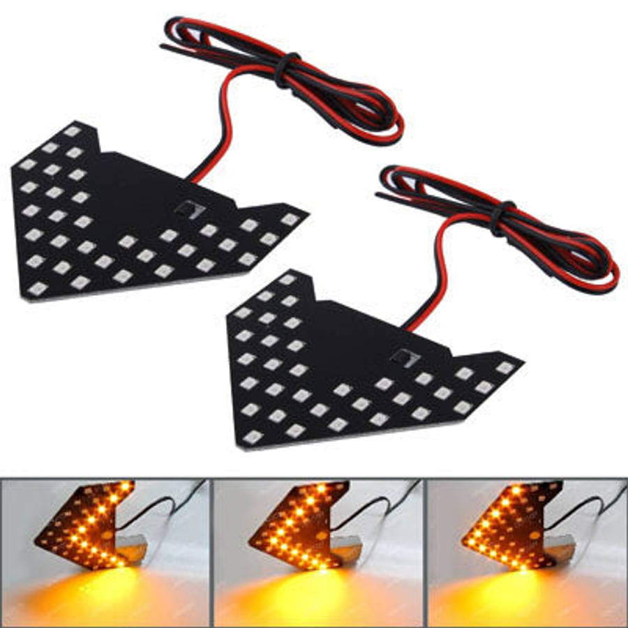 Universal Amber Sequential Blue 33 LED 3528 SMD Arrows Light for Car Side Mirror Turn Signal , S-...