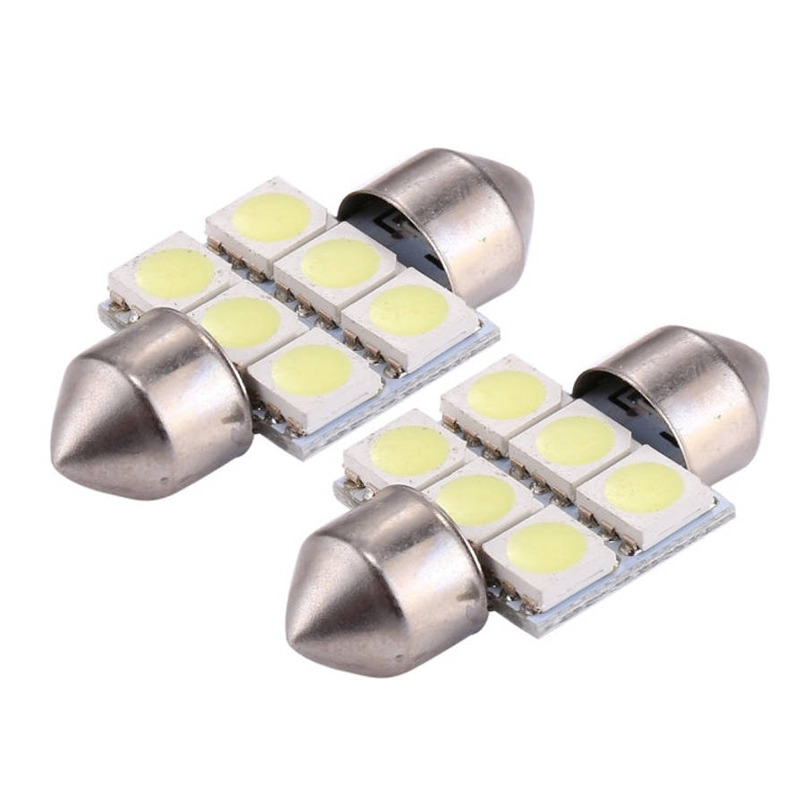 2 PCS 31mm Super White 6 LED Car Bulb Reading Light, 31mm