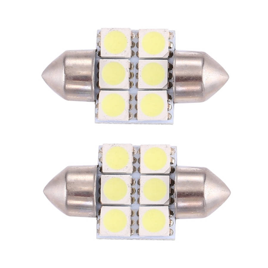 2 PCS 31mm Super White 6 LED Car Bulb Reading Light, 31mm