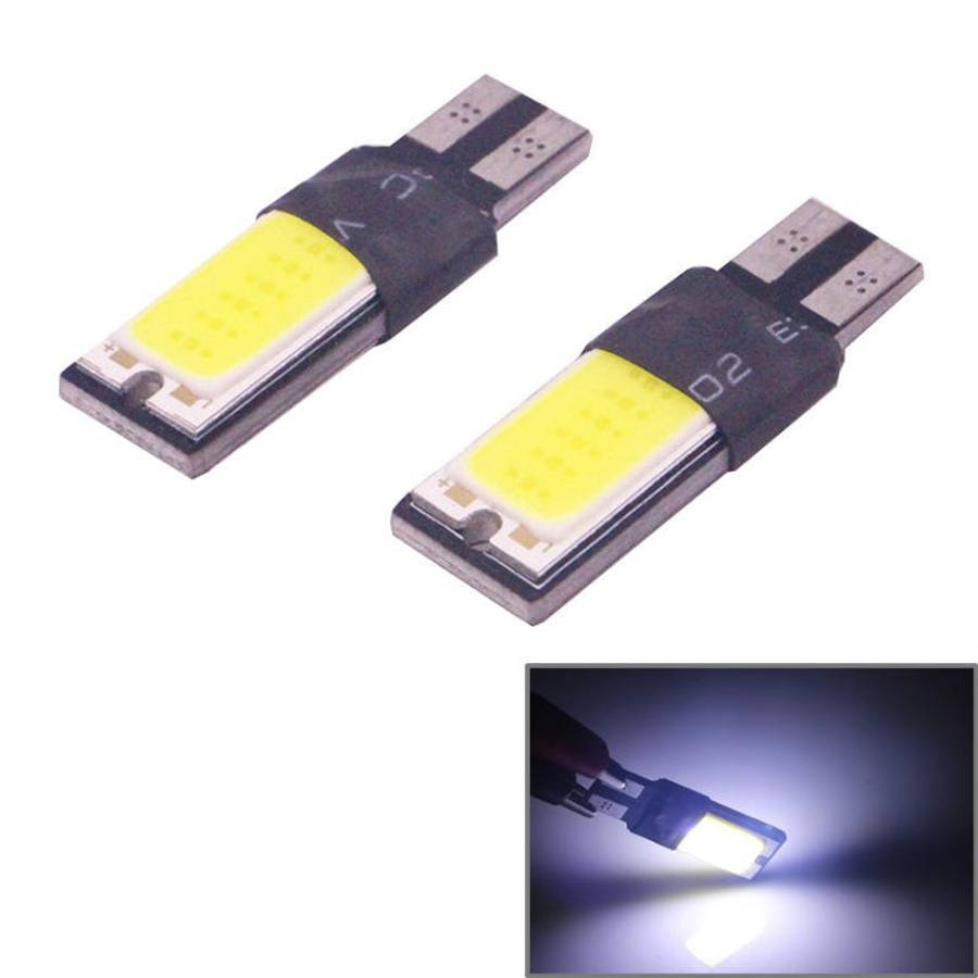 2 PCS T10 3W 160-180LM 2 LED Ice Blue COB LED Decode Car Clearance Lights Lamp, DC12V, 2 LED COB ...