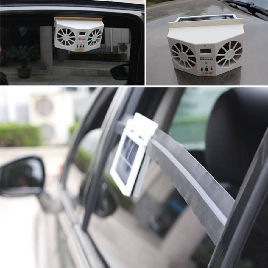 2W Solar Powered Car Auto Air Vent Cool Fan Cooler Ventilation System Radiator, with Temperature ...