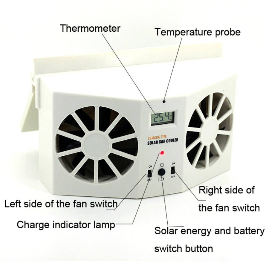 2W Solar Powered Car Auto Air Vent Cool Fan Cooler Ventilation System Radiator, with Temperature ...