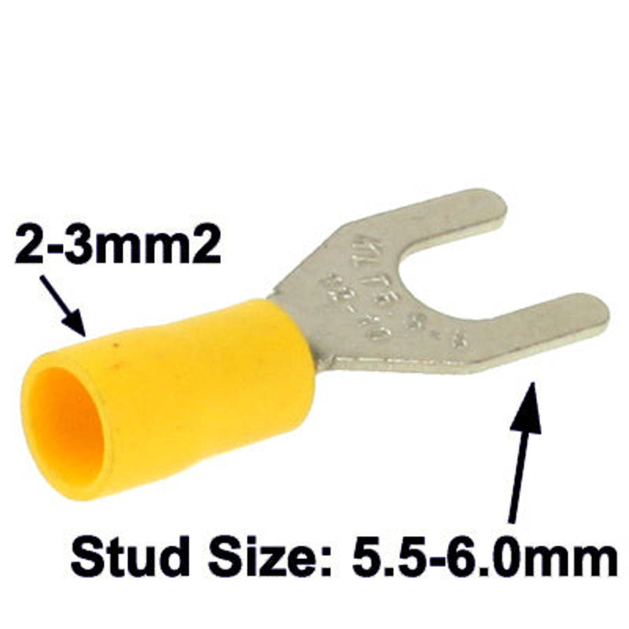 100pcs SV5.5-6.0mm DIY Spade Terminal Connectors, Cable size: 2-3mm2 (100pcs in one packaging, th...