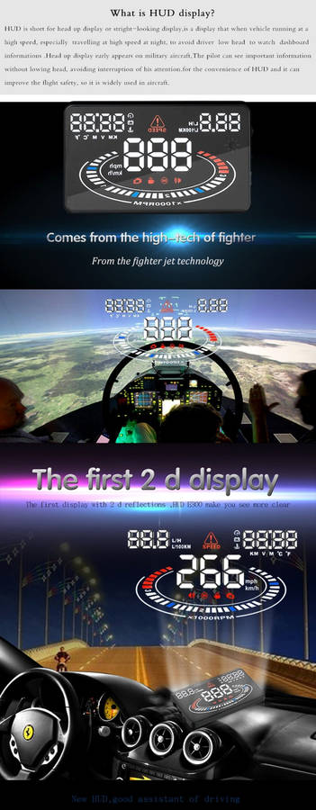 E300 5.5 inch Car OBDII / EUOBD HUD Vehicle-mounted Head Up Display Security System, Support Spee...