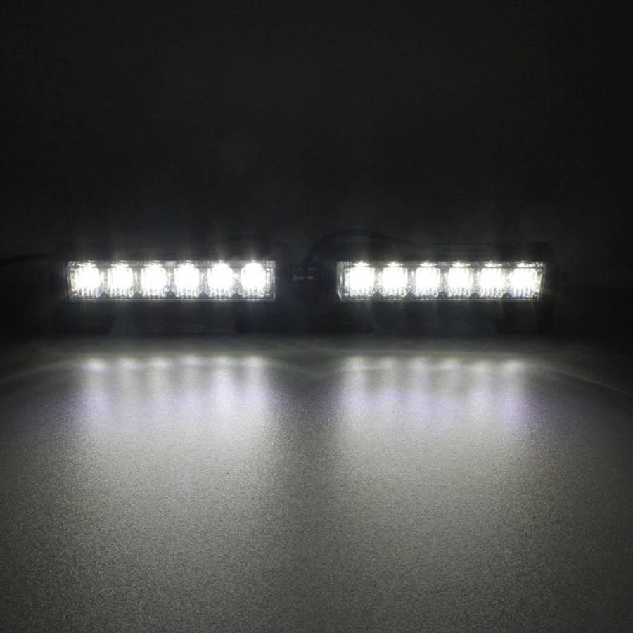 2 PCS  6 inch 6 LED 2 x 18W Car Flash Warning Light Red + Blue Change White Waterproof Emergency ...