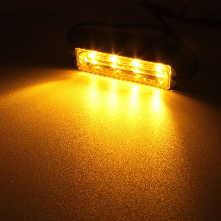12W 720LM 4-LED 18 Flash Patterns Car Strobe Emergency Warning Light Lamp, DC 12V, 4-LED Yellow L...
