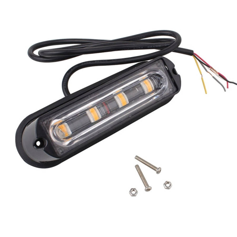 12W 720LM 4-LED 18 Flash Patterns Car Strobe Emergency Warning Light Lamp, DC 12V, 4-LED Yellow L...