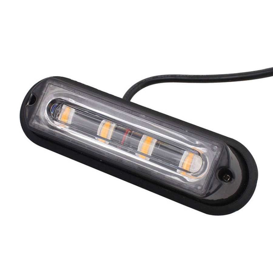 12W 720LM 4-LED 18 Flash Patterns Car Strobe Emergency Warning Light Lamp, DC 12V, 4-LED Yellow L...