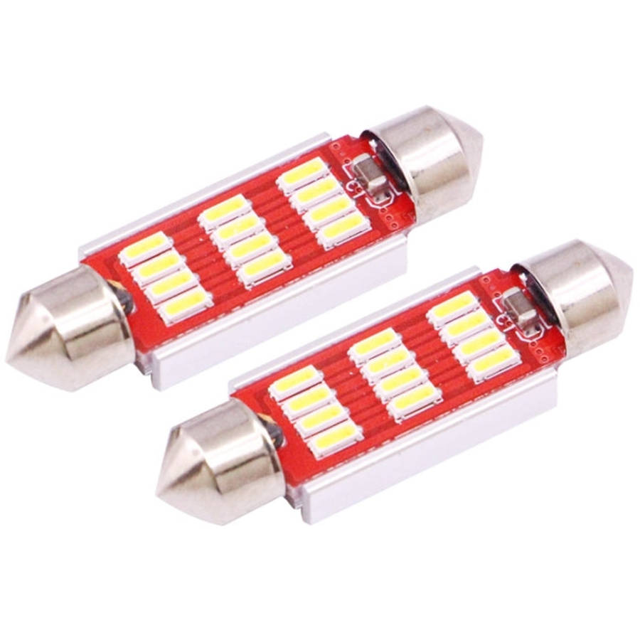 2 PCS 39mm 3.5W 180LM White Light 12 LED SMD 4014 CANBUS License Plate Reading Lights Car Light B...