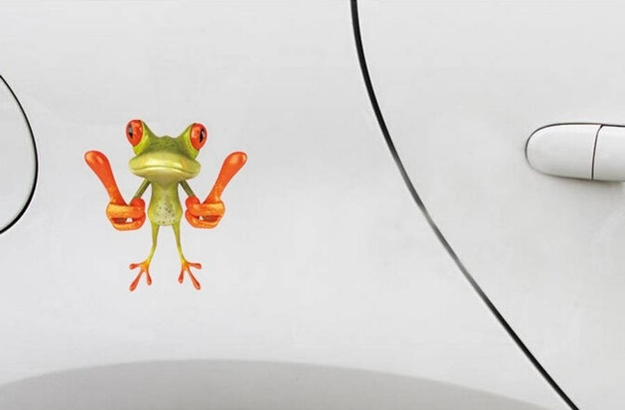 Frog Pattern Car Sticker, Size: 15.5x12.5 cm, Thumb, Barbell, Leaning