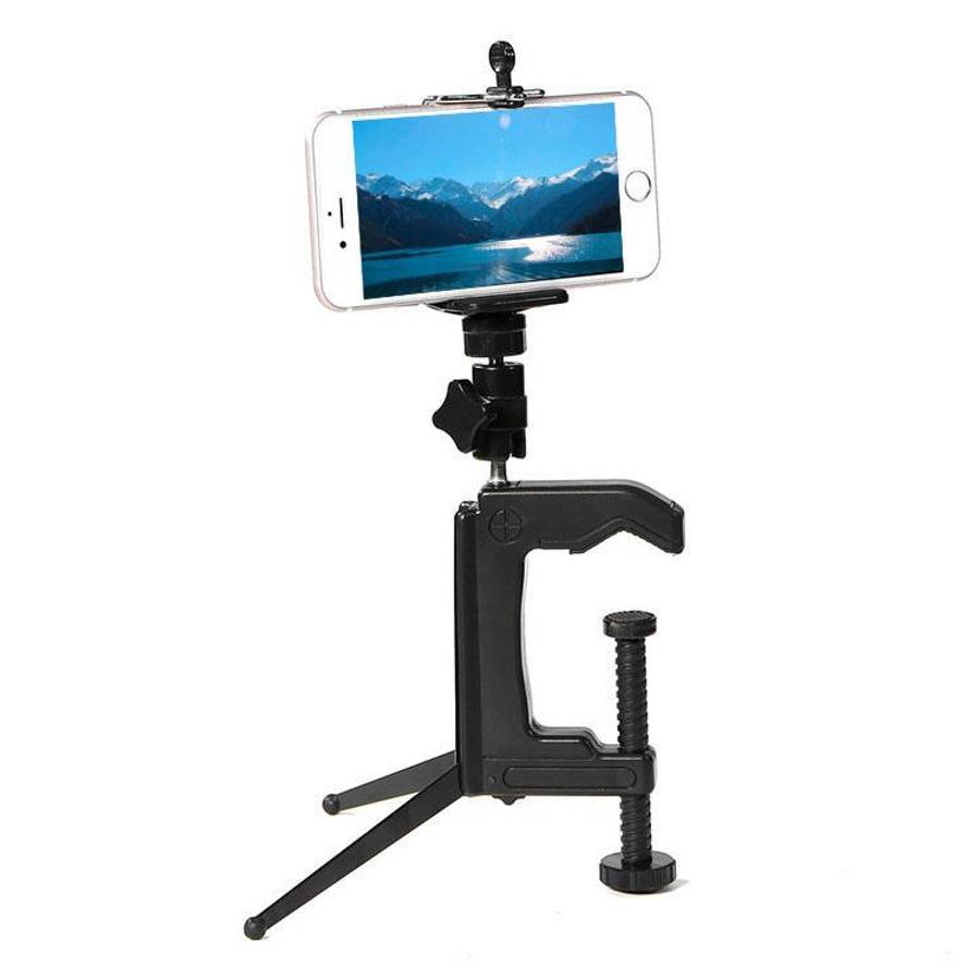 Desktop Fixed Clamp Holder Mount with Tripod Adapter for GoPro, Insta360, DJI and Other Action Ca...