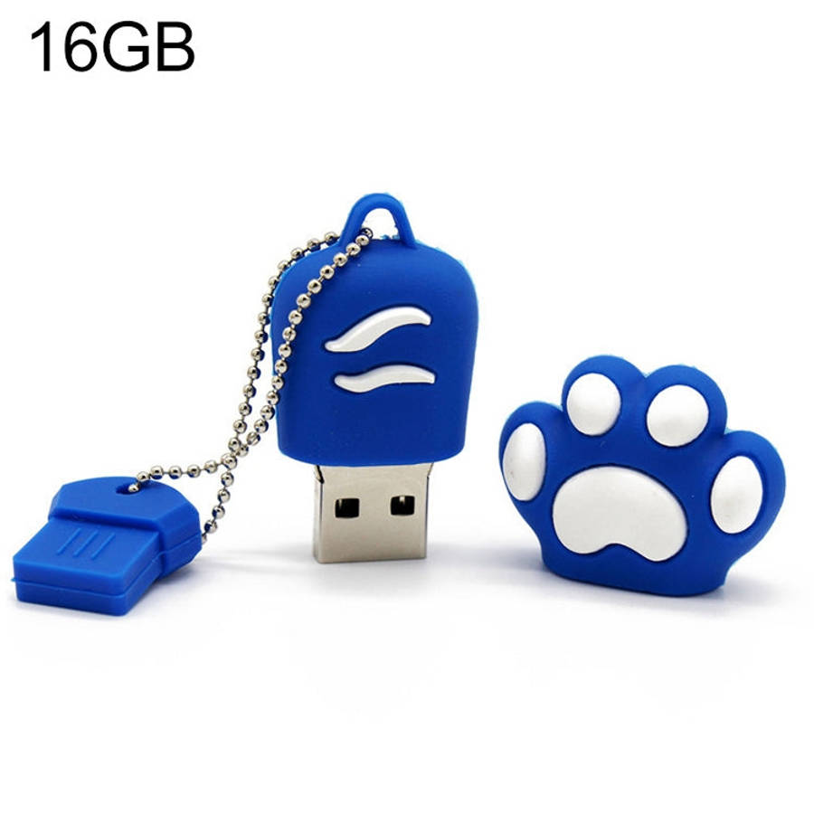 16GB Bear Paw Shaped Silicone USB 2.0 Flash Disk with Anti Dust Cup, 16GB (Blue)