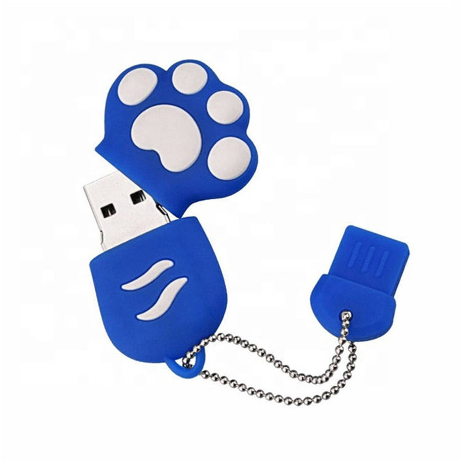 16GB Bear Paw Shaped Silicone USB 2.0 Flash Disk with Anti Dust Cup, 16GB (Blue)