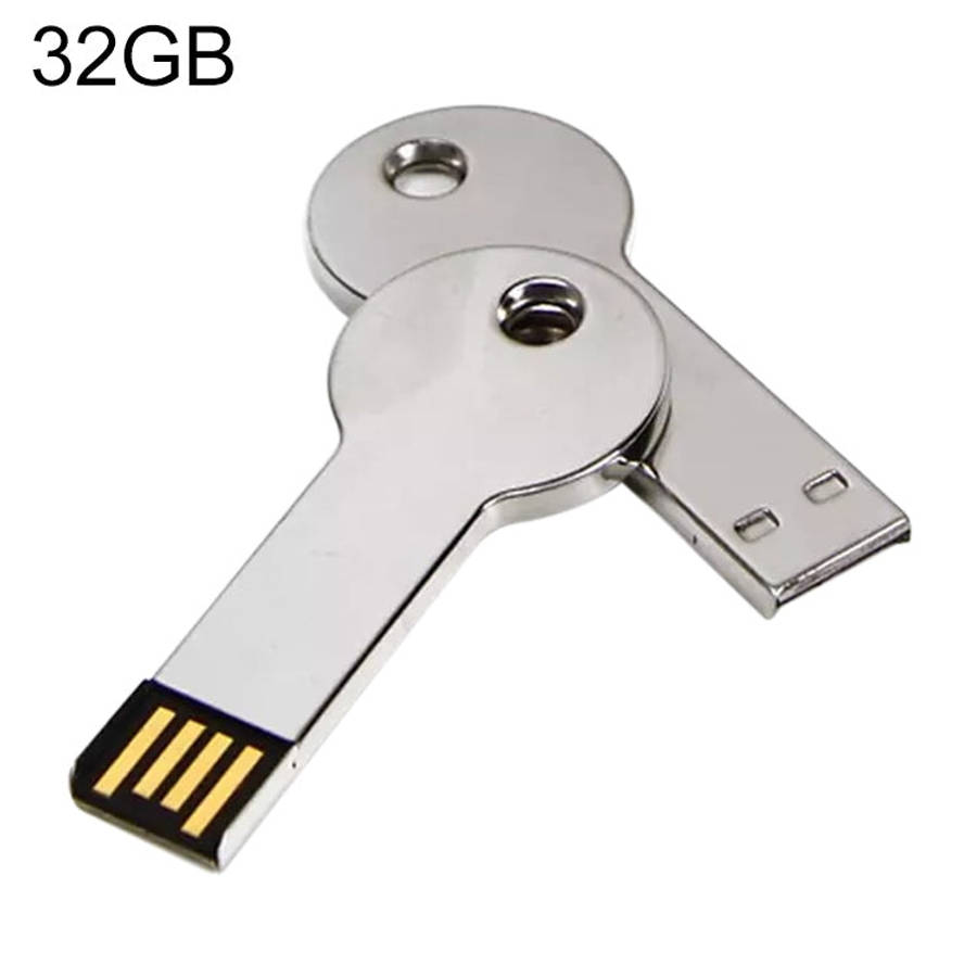 Silver Metal Key Style USB 2.0 Flash Disk (32GB)(Silver), 32GB