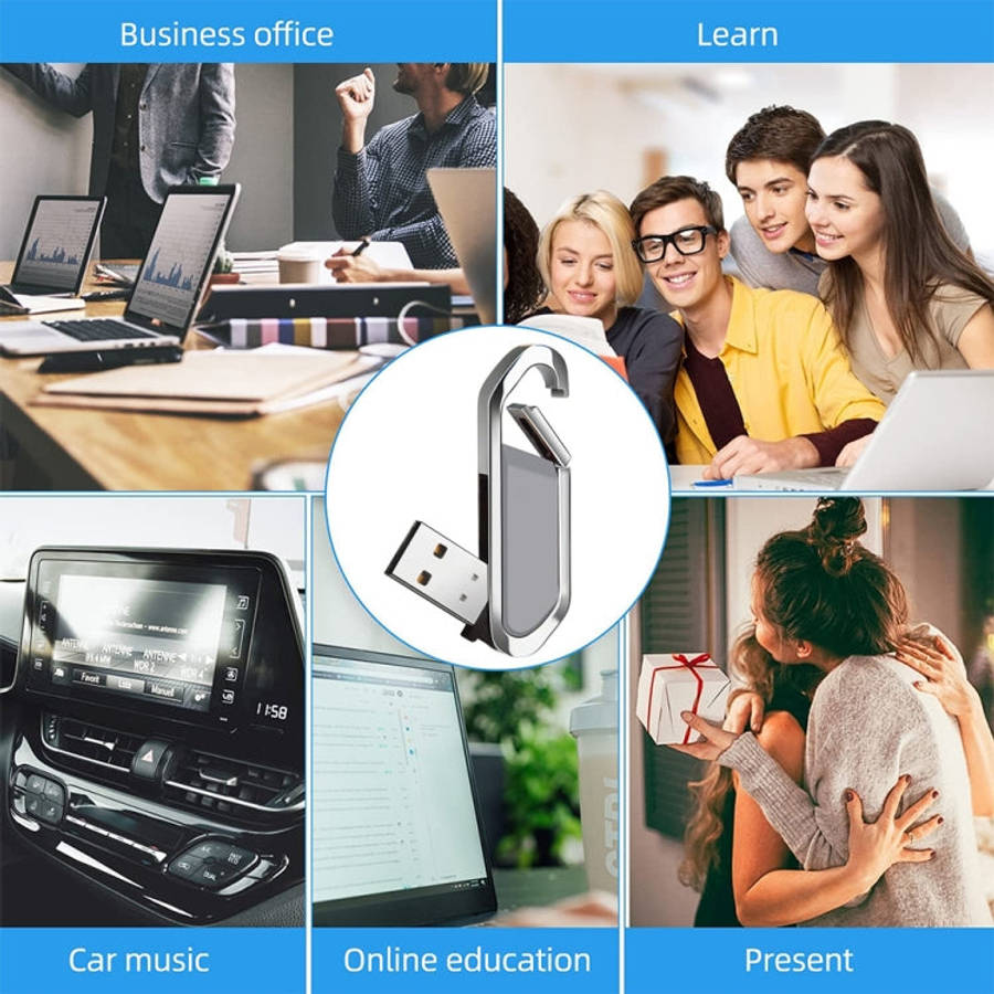 16GB Metallic Keychains Style USB 2.0 Flash Disk, 16GB (Grey)