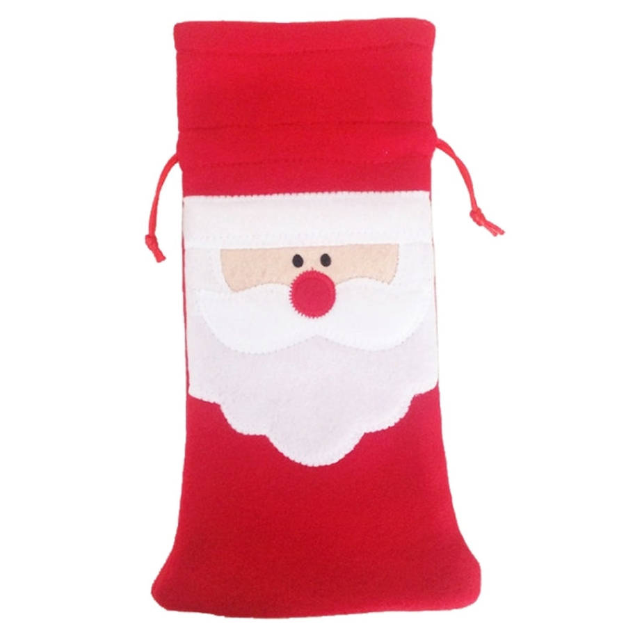 3 PCS Santa Pattern Christmas Dinner Table Decoration Plush Champagne Wine Bottle Bag, Santa Patt...