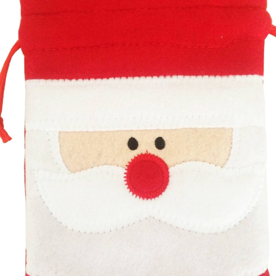 3 PCS Santa Pattern Christmas Dinner Table Decoration Plush Champagne Wine Bottle Bag, Santa Patt...