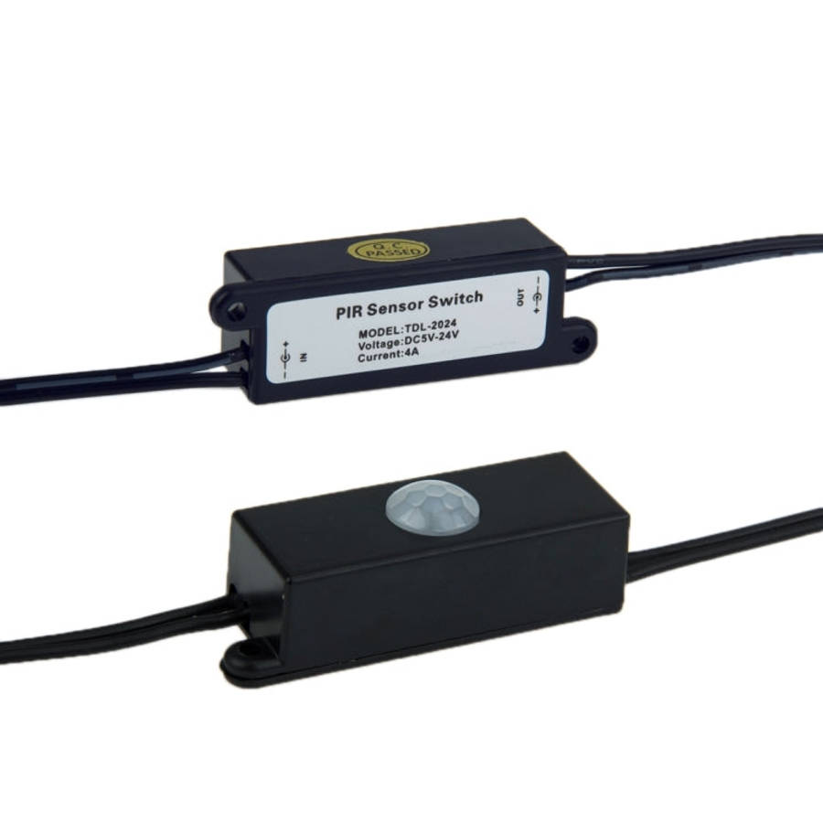 TDL-2024 PIR Sensor Switch LED Connector with 5.5 x 2.1mm DC Male & Female Adapter for LED Strip