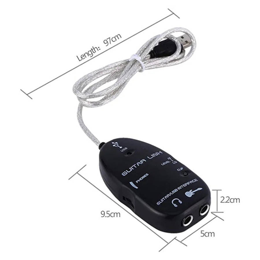 USB Interface Guitar Link Cable PC / MAC Recording, USB Interface Guitar Link Cable (Black), USB ...