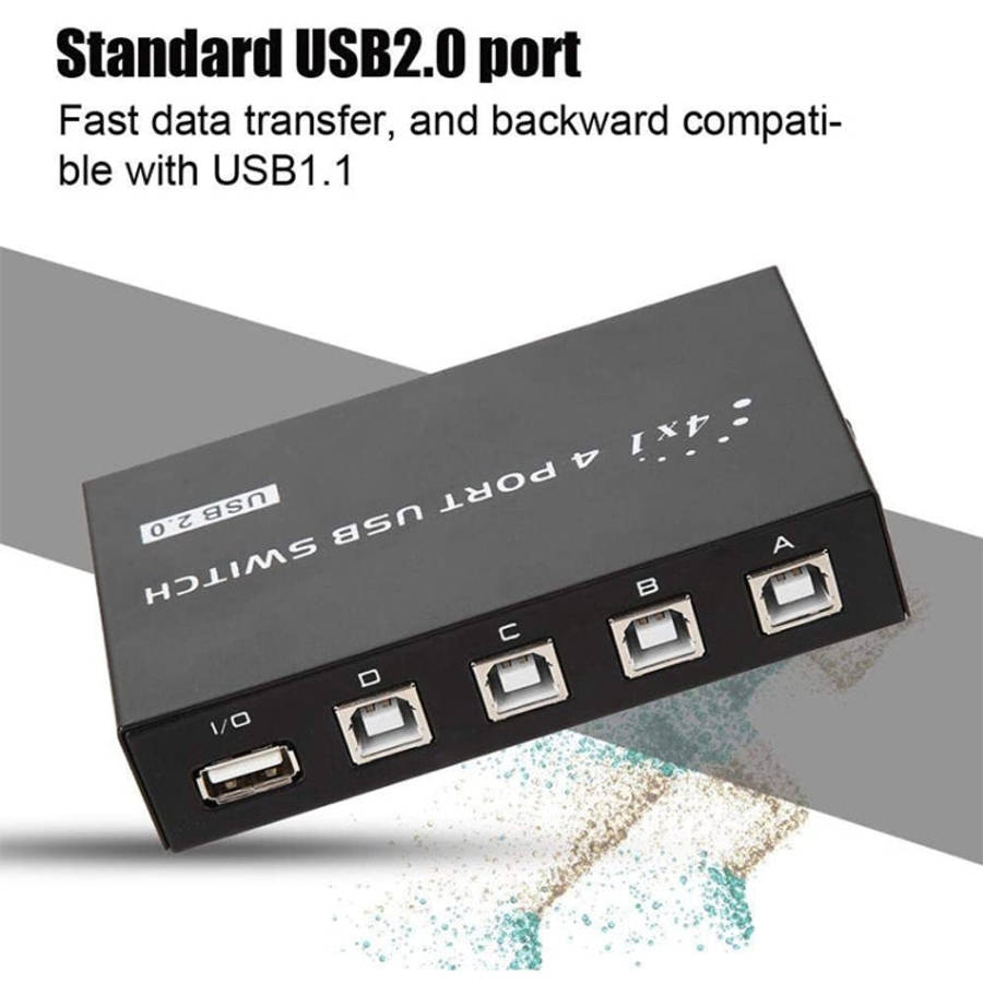 FENGJIE FJ-IA4B-C 4 Ports High Speed USB 2.0 Key-Press Switcher Share Switch Box for PC Computer ...