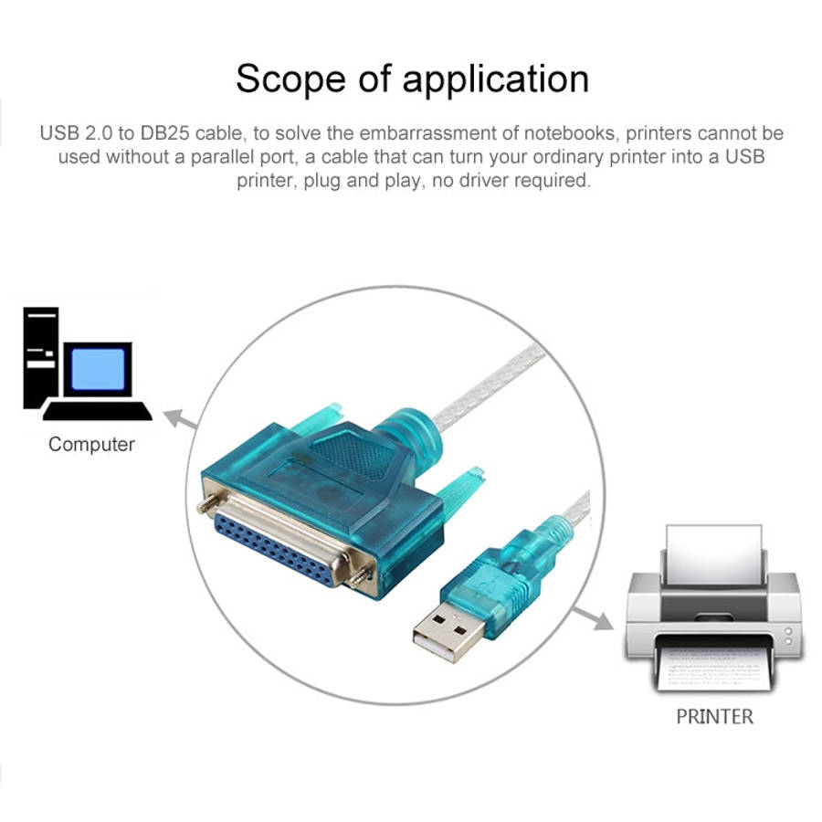USB 2.0 to DB25 Pin Female Cable, Length: 1.5m, USB to DB25 Female (Blue)