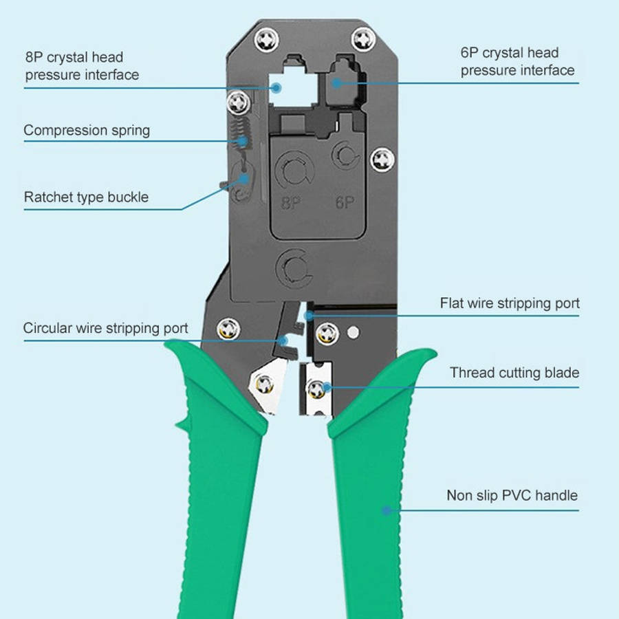 8P8C Handle Networking Crimper Pliers Tool, 8P8C/6P6C/4P4C/RJ11/RJ45/RJ12 Crimping Tool