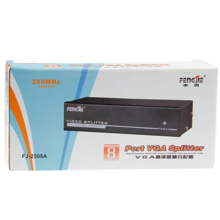 FJ-2508A 8 Port VGA Video Splitter High Resolution 1920 x 1440 Support 250MHz Video Bandwidth, 8 ...