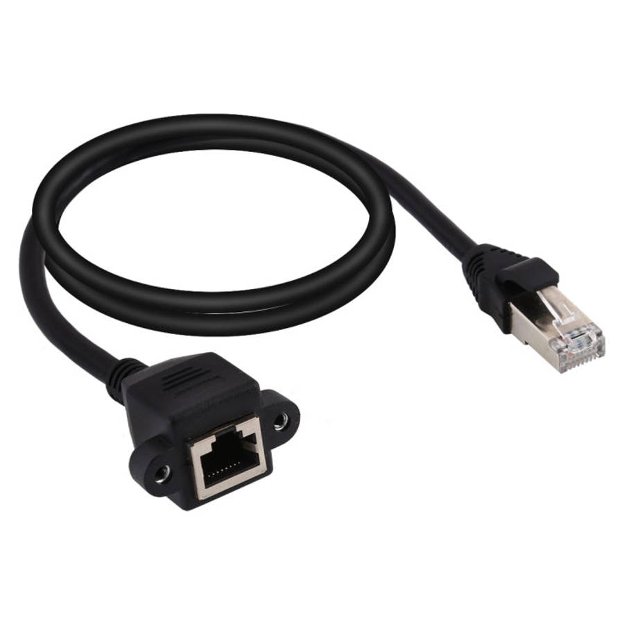 RJ45 Female to Male CAT5E Network Panel Mount Screw Lock Extension Cable, Length: 1.5m, 1.5m