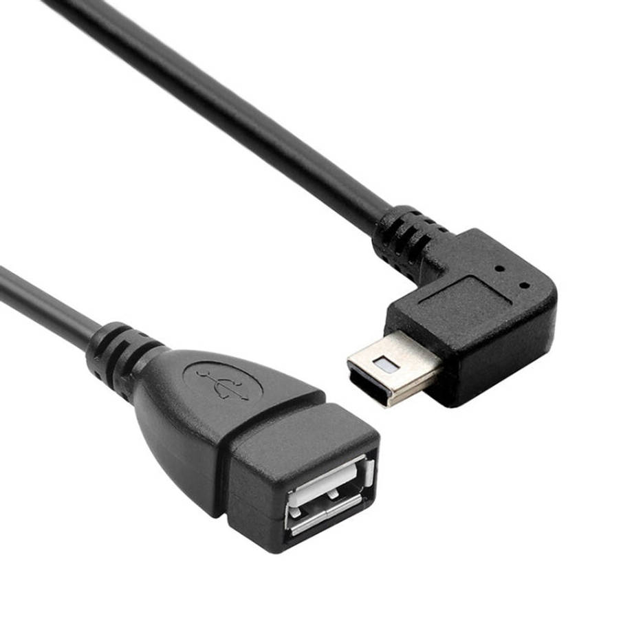 90 Degree Mini USB Male to USB 2.0 AF Adapter Cable with OTG Function, Length: 13cm, Right Augle ...
