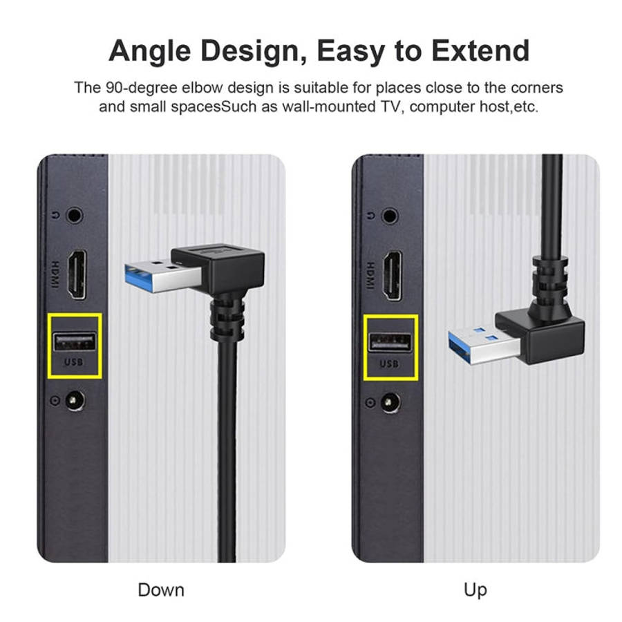 USB 3.0 Down Angle 90 degree  Extension Cable Male to Female Adapter Cord, Length: 15cm, Down Ang...
