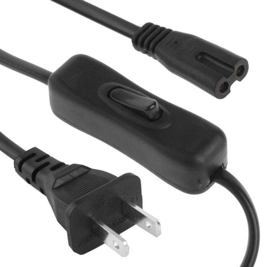 2 Prong Style US Plug AC Power Cord with 304 Switch, Length: 1.5m, Length: 1.5m
