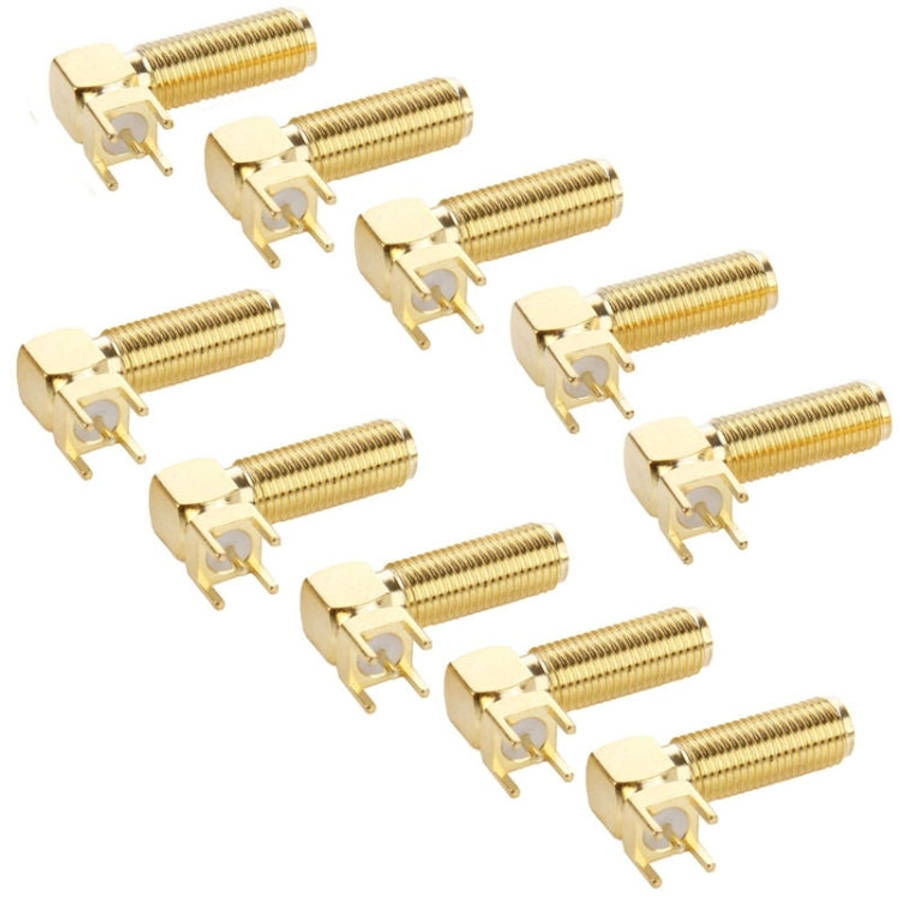 10 PCS Gold Plated SMA Female Right Angle 90 Degrees Panel PCB Mount 4.0mm Square Connector Adapt...