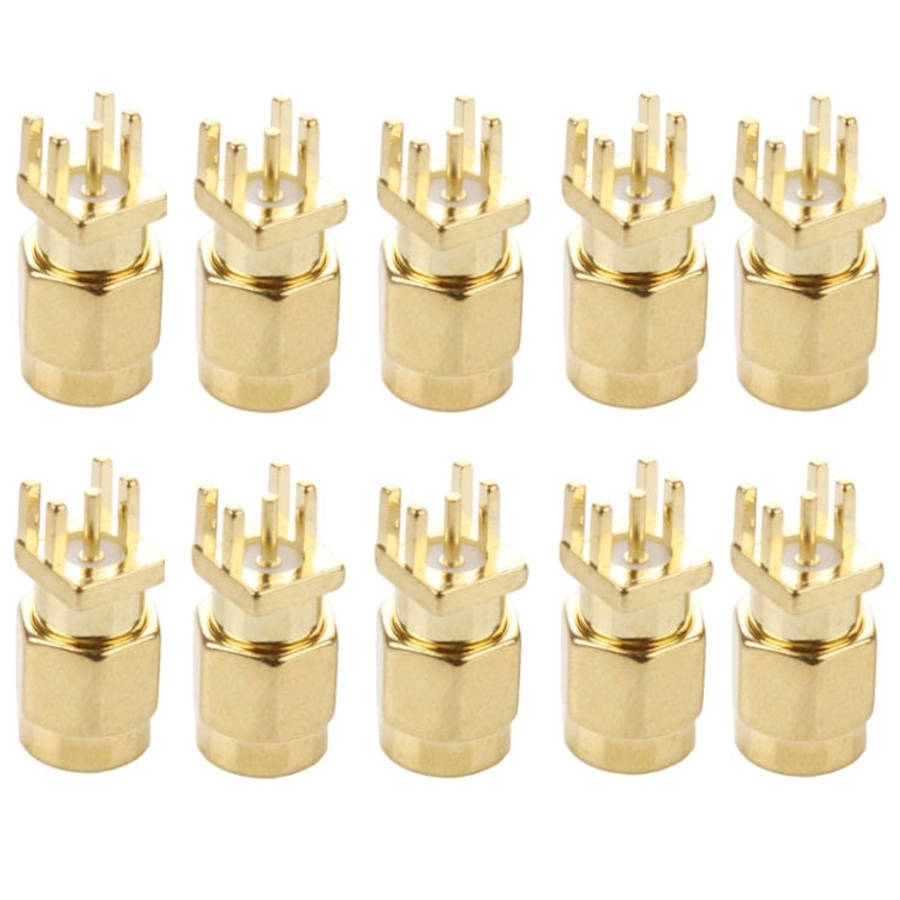 10 PCS Gold Plated SMA Male Jack Socket PCB Edge Mount Solder 0.62 inch RF Connector Adapter, SMA...