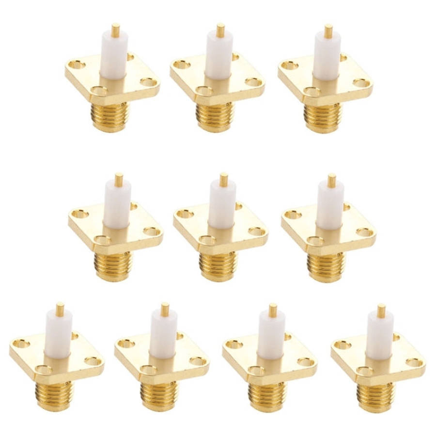 10 PCS Gold Plated SMA Female 4 Holes Chassis Panel Mount Extended Dielectric Solder Connector Ad...