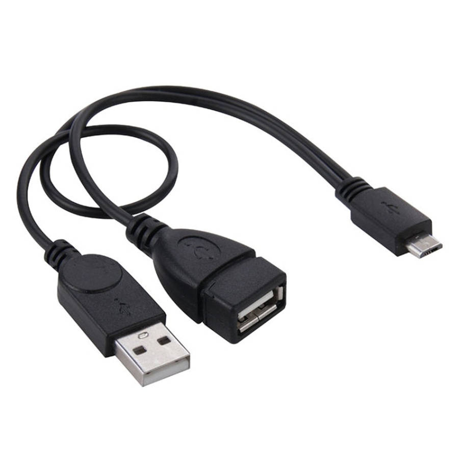 Micro USB to USB 2.0 Male & USB 2.0 Female Host OTG Converter Adapter Cable, Length: About 30cm, ...