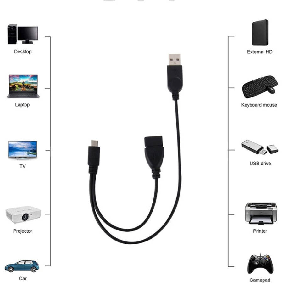 Micro USB to USB 2.0 Male & USB 2.0 Female Host OTG Converter Adapter Cable, Length: About 30cm, ...