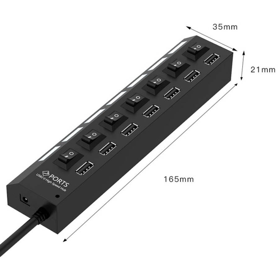 7 Ports USB Hub 2.0 USB Splitter High Speed 480Mbps with ON/OFF Switch / 7 LEDs, 7 Ports (White),...