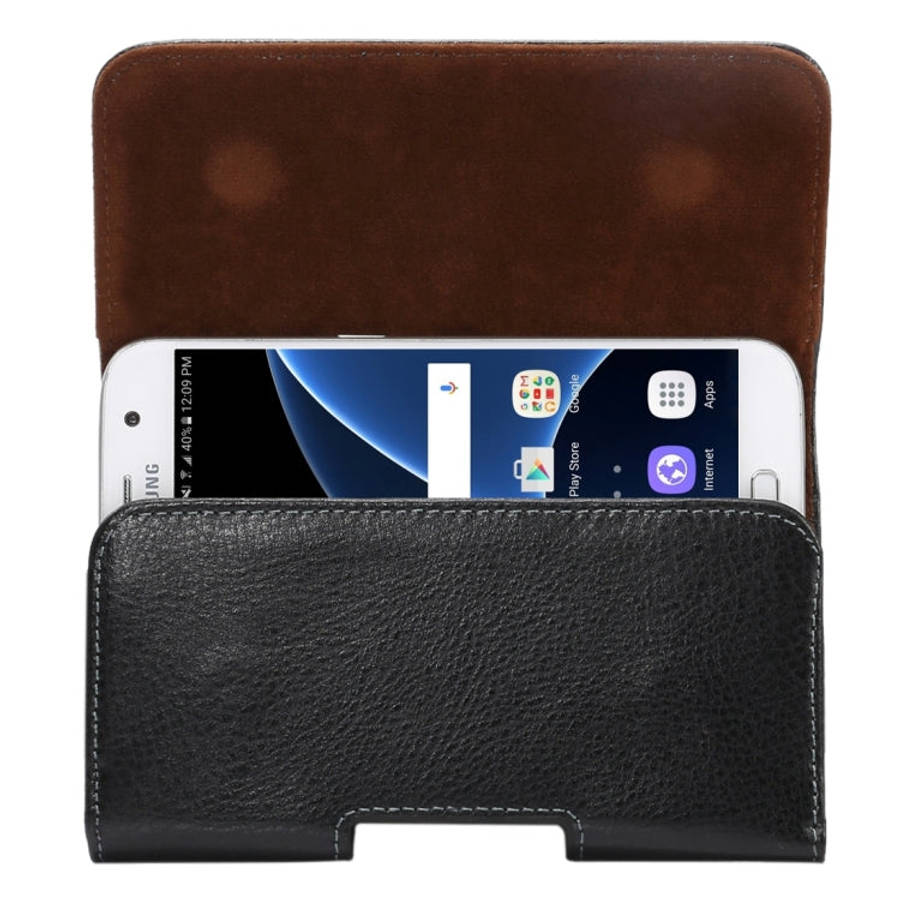 5.2 inch Litchi Texture Vertical Flip Thwartwise Genuine Leather Case / Waist Bag with Rotatable ...
