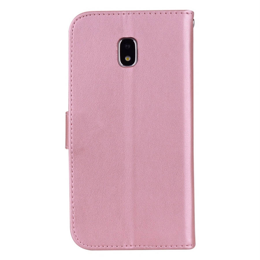 For Galaxy J3 (2017) / J330 (EU Version) Roses Pressed Flower Pattern Horizontal Flip Leather Cas...