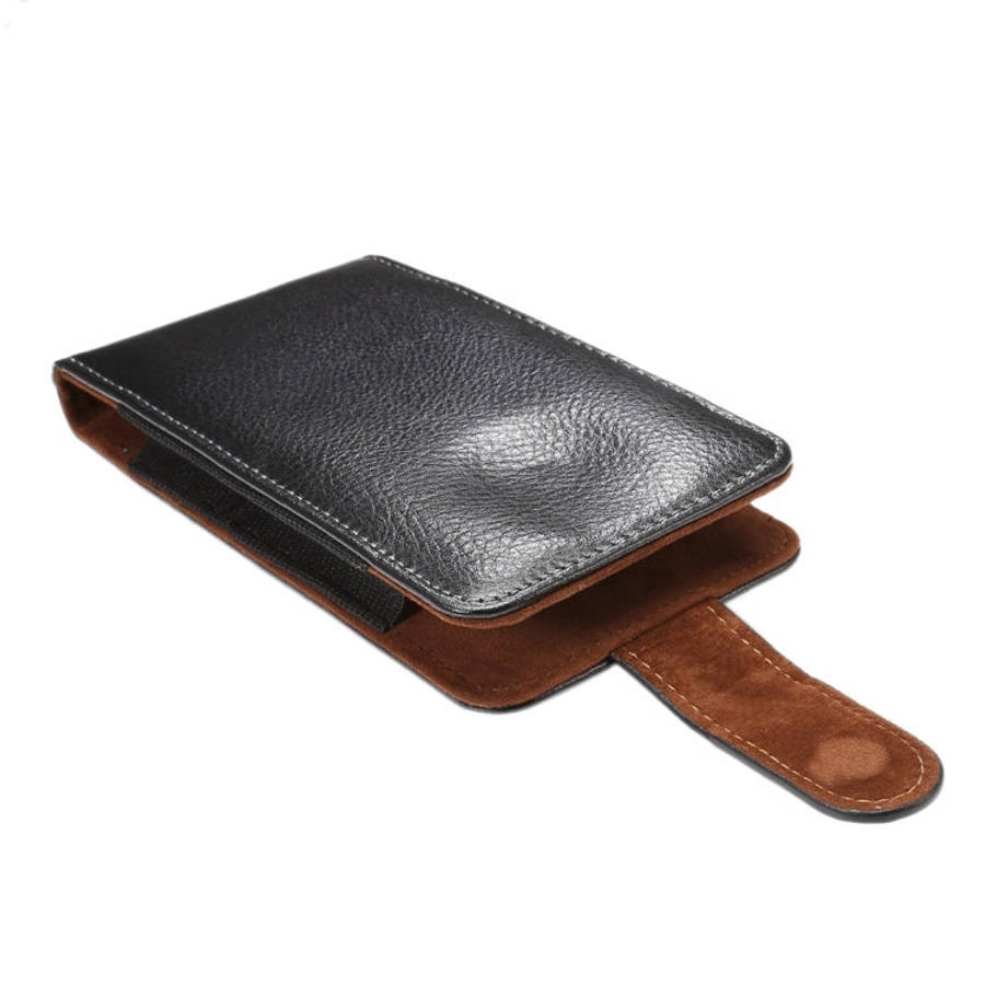 5.5 inch Litchi Texture Vertical Flip Upright Genuine Leather Case / Waist Bag with Rotatable Bac...