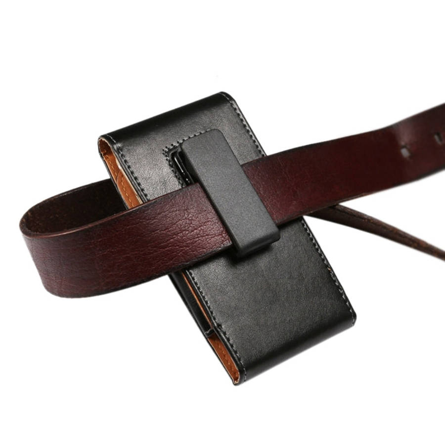 5.5 inch Litchi Texture Vertical Flip Upright Genuine Leather Case / Waist Bag with Rotatable Bac...