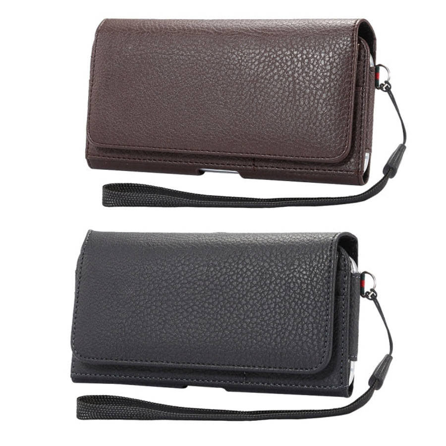 Universal Litchi Texture Vertical Flip Thwartwise PU Leather Case / Waist Bag with Back Splint & ...