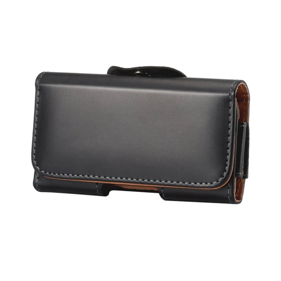 Men Glossy Texture Portable Mobile Phone Back Buckle Transverse Sleeve Waist Pack Leather Case fo...